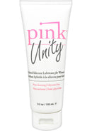 Pink Unity Hybrid Lubricant 3.3 Oz tube with soft satin-smooth silicone gel for intimate experiences.