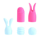 Maia Toys Quinn 5 Piece Silicone Attachments Pink Blue set featuring various textures for enhanced sensations.