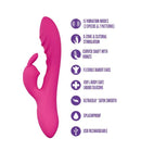Sexy Things Wild Lust Silicone Rabbit Vibrator Pink features 15 vibration modes and flexible rabbit ears for dual stimulation.
