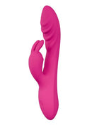 Sexy Things Wild Lust Silicone Rabbit Vibrator Pink showcasing its sleek design and dual stimulation features.