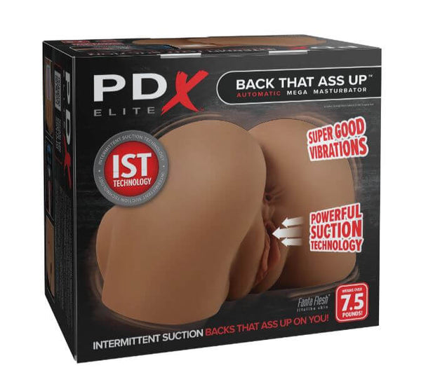 PDX Elite Back That Ass Up Automatic Mega Masturbator with Intermittent Suction Technology in packaging