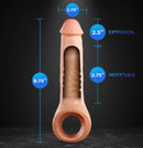 "Performance Plus Thrive Silicone Penis Extender with 2.5-inch extension diagram"