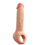 Silicone penis extender with 2.5-inch extension and added girth for enhanced performance and pleasure.