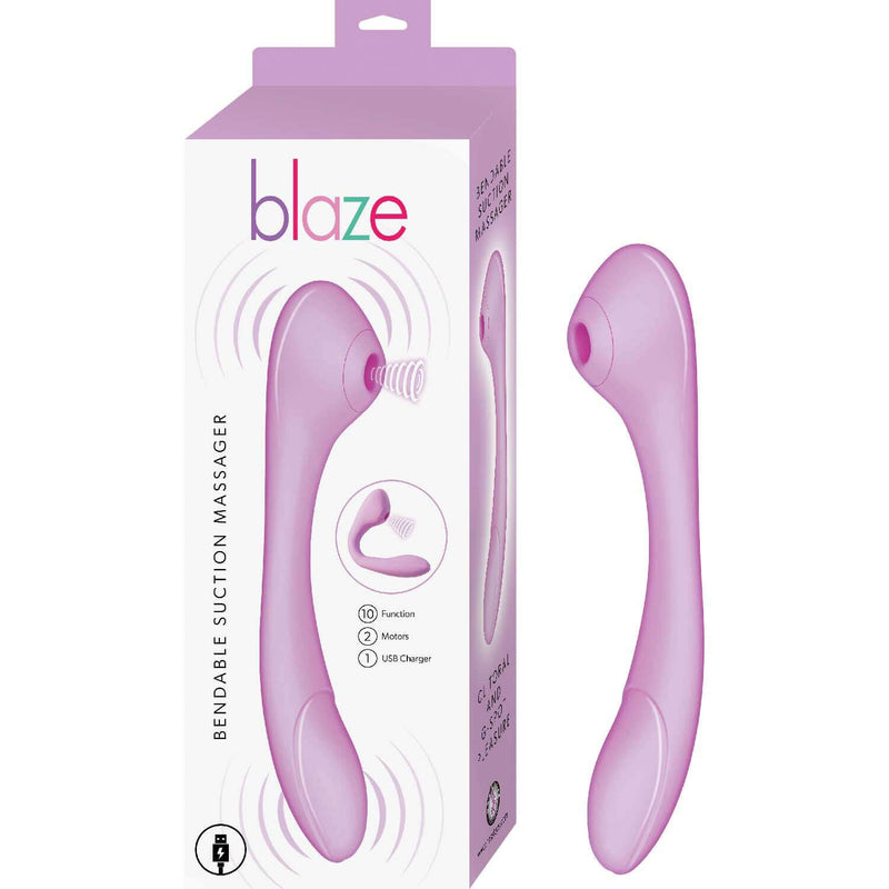 Blaze Bendable Suction Massager – Lavender Dual-Function
