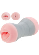 Travel Gripper Dual Density Stroker Mouth and Ass Pink travel-sized masturbator with dual pleasure ends.