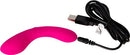 The Mini Swan Wand 4.75 inches Pink vibrator with USB charging cable.