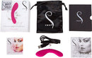 The Mini Swan Wand 4.75 inches Pink with packaging, pouch, and accessories displayed on a flat surface.