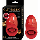 Clit-Tastic Tongue Licking Lover Rechargeable Stimulator Red packaging with vibrant design and product features.