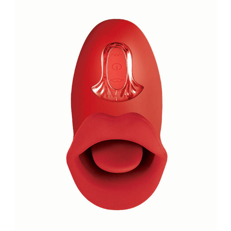 Clit-Tastic Tongue Licking Lover Rechargeable Stimulator Red featuring realistic tongue design for ultimate pleasure.