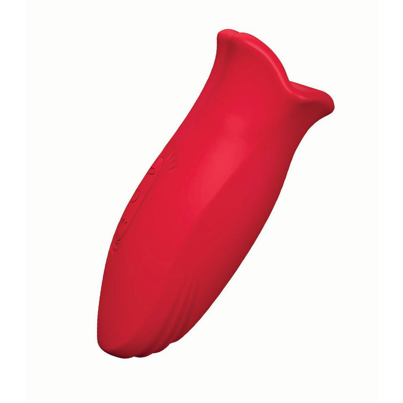 Clit-Tastic Tongue Licking Lover Rechargeable Stimulator Red, a red oral-simulation toy designed for pleasure.