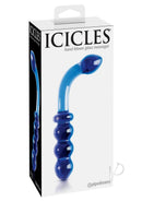 Icicles No 31 Double-Sided Glass G-Spot and Anal Probe Blue product packaging with a hand-blown design.