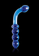 Icicles No 31 Double-Sided Glass G-Spot and Anal Probe Blue showing elegant blue glass design and ribbed texture.