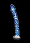 Icicles No 29 Ribbed Glass G-Spot Dildo 7 Inch Blue with ribbed texture for targeted pleasure.