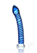Icicles No 29 Ribbed Glass G-Spot Dildo 7 Inch Blue with ribbed texture and elegant design, perfect for pleasure.