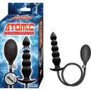 Atomic Inflatable Superior Plug Black in packaging with pump, designed for customizable anal pleasure.