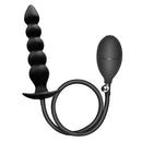 Atomic Inflatable Superior Plug Black for customizable anal pleasure with ribbed texture and smooth tip.