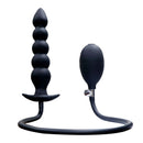 Atomic Inflatable Superior Plug Black with flexible design and ribbed texture for enhanced anal pleasure.