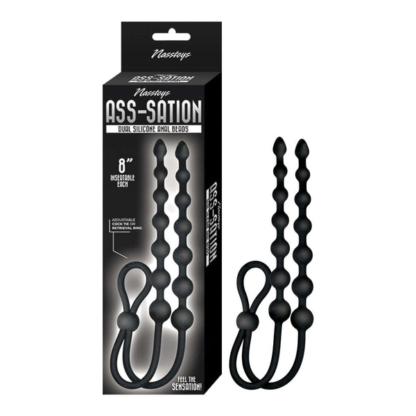 ASS-SATION DUAL SILICONE ANAL BEADS BLACK-0