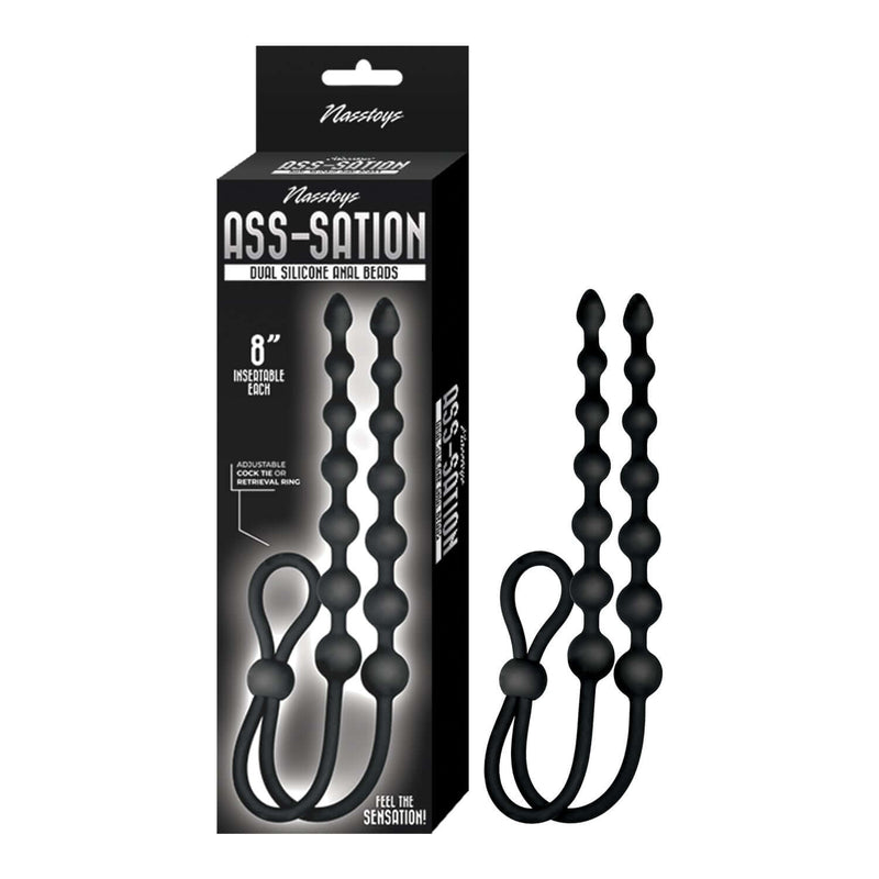 ASS-SATION DUAL SILICONE ANAL BEADS BLACK-0