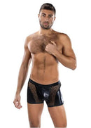 Sheer Contrast Boxer Briefs Black displayed on a model showcasing a bold, modern design and comfortable fit.