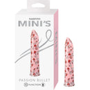 Nasstoys Minis Passion Rechargeable Bullet Pink packaging featuring a playful design with vibrant colors and heart motifs.