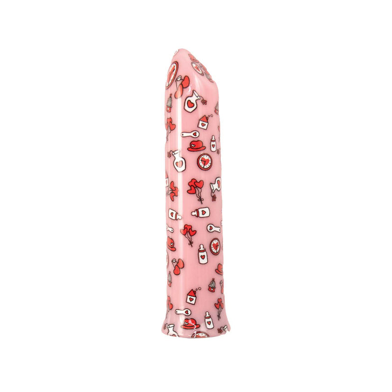 Nasstoys Minis Passion Rechargeable Bullet Pink with playful designs in pink, red, and white.