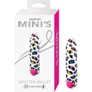Nasstoys Minis Spotted Rechargeable Bullet packaging showing colorful animal print design and 10 functions.