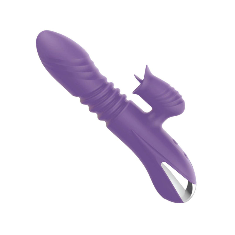 Intruder Heat Up Thruster Purple, dual-action vibrator with thrusting modes and external licking functions.