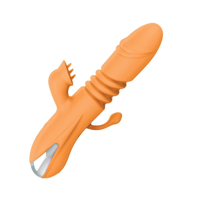 Intruder Heat Up Thruster With Tickler Orange, semi-realistic with dual-action design for full-body stimulation.