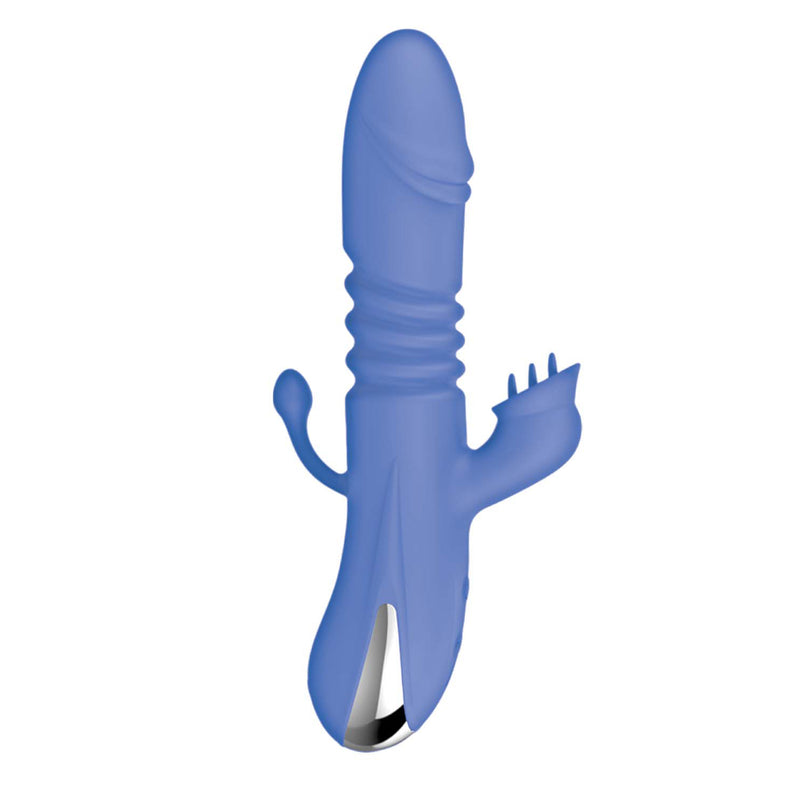 Intruder Heat Up Thruster With Tickler Blue, a dual-action vibrator with a realistic shaft and external ticklers.