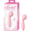 Sorbet Pinky Curved Vibrator Pink in packaging, featuring a sleek design and 5 function settings.