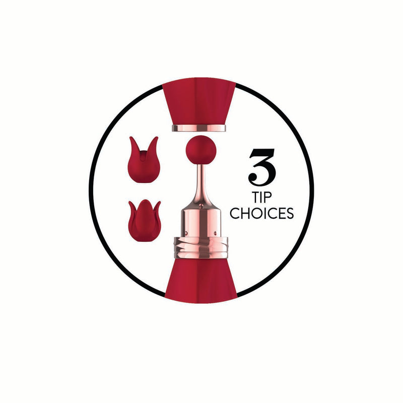 Gold Glam Tri-Tip Vibe Clitoral Massager with 3 customizable tip choices for tailored pleasure.