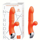 Intruder Thrusting Pleasure Vibe Tangerine with 13 functions displayed in packaging.