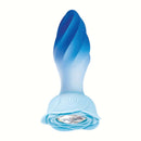 Goddess Remote Control Rotating Jewel elegant blue pleasure plug with a decorative rose and sparkling jewel.