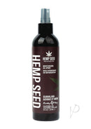 Earthly Body Hemp Seed Moisturizing Oil Spray Guavalava 8oz in a sleek black spray bottle.