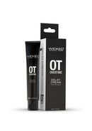 Wicked Overtime Delay Cream 1 Oz tube and box packaging, a premium desensitizing cream for men.