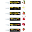 Oralicious Assorted Flavors Oral Sex Cream 144pc Display assorted flavors in 2ml tubes for intimate pleasure.