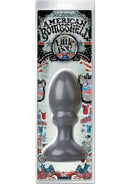American Bombshell Little Boy anal plug in gun metal, featuring a tapered head and flared base for safety and stimulation.