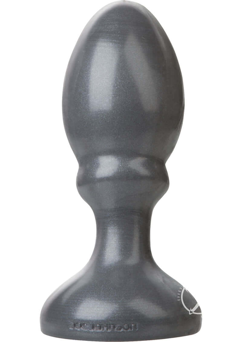 Gun Metal American Bombshell Little Boy Anal Plug with tapered head and flared base for safe anal play.