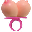 Boobie Ring Pop Display featuring boob-shaped lollipop, fun bachelorette party treat, 12-pack adult-themed novelty candy.