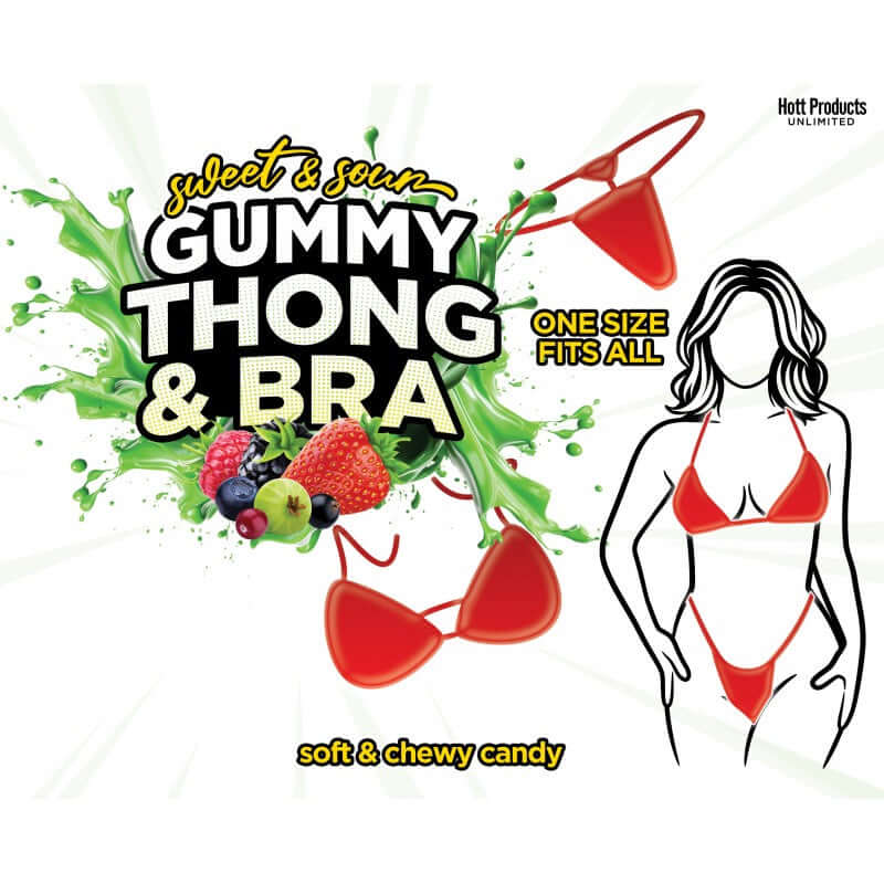 Sweet & Sour Gummy Thong & Bra Set – Edible Lingerie for Tasty Fun!