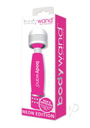 Bodywand Mini Wand Massager Neon Edition Pink in vibrant packaging, showcasing its compact design for travel use.