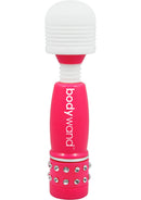 Bodywand Mini Wand Massager Neon Edition Pink with jeweled base and white head.