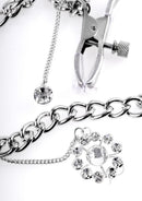 Fetish Fantasy Series Crystal Nipple Clamps Silver with elegant crystal accents and adjustable clamp mechanism.
