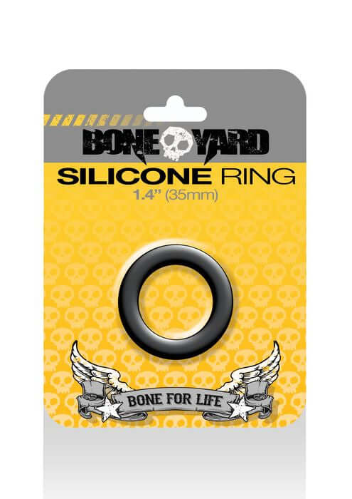 Boneyard Silicone Ring 35mm Black Packaging - Durable, Stretchable, Medical Grade Silicone Ring for Comfort and Longevity