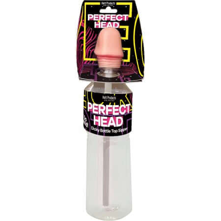 Perfect Head Dicky Bottle Top Sipper with playful pecker-shaped top for party fun, holds 16 oz, ideal for bachelorette gatherings.