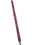 Scandal Adjustable Spreader Bar Red and Black featuring a heavy-duty design in red and black floral fabric.
