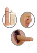 Gladiator Vibrating Inflatable Love Doll with Dildo Vanilla features a vibrating dildo and a realistic mouth for hands-free enjoyment.