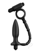 Anal Fantasy Collection Ass Kicker Plug with Cock Ring Black, a black silicone anal plug and cock ring for stimulation.