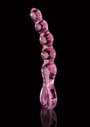 Icicles No 43 Beaded Glass Anal Beads Pink with a sleek design, showcasing polished glass and tapered tip for easy insertion.